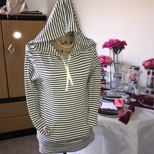 Gray striped hoodie